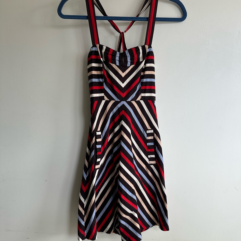 Urban Outfitters Multicolor Cross Back Straps Striped Mini Dress size XS